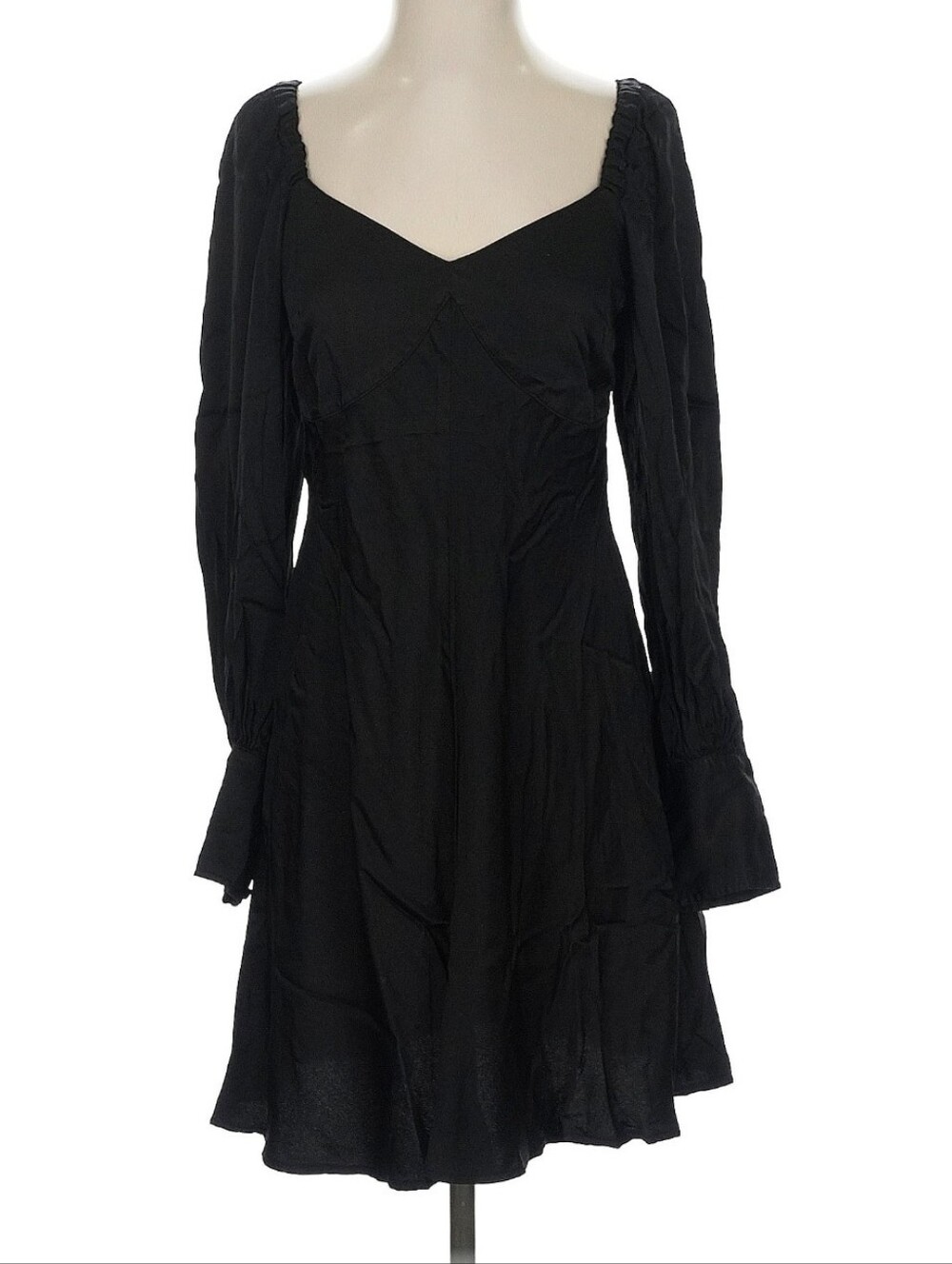 NWT Burning Torch Long Sleeve Mini Black Babydoll Dress, XS
